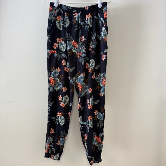 Forever 21 Navy Blue Floral Satin Pajama Pants - Picture 1 of 6